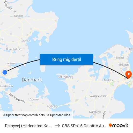 Dalbyvej (Hedensted Kom) to CBS SPs16 Deloitte Aud. map