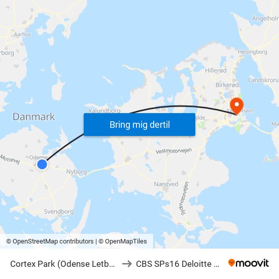 Cortex Park (Odense Letbane) to CBS SPs16 Deloitte Aud. map