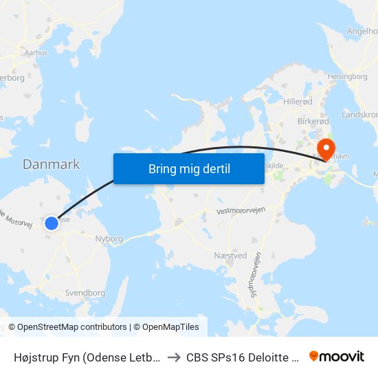 Højstrup Fyn (Odense Letbane) to CBS SPs16 Deloitte Aud. map