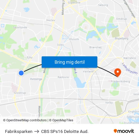 Fabriksparken to CBS SPs16 Deloitte Aud. map