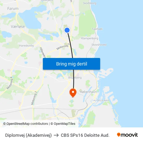 Diplomvej (Akademivej) to CBS SPs16 Deloitte Aud. map