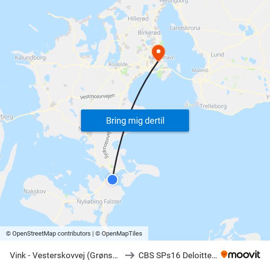 Vink - Vesterskovvej (Grønsundvej) to CBS SPs16 Deloitte Aud. map