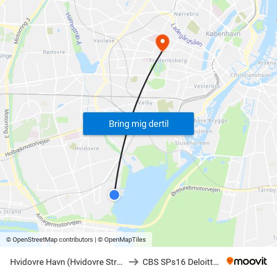 Hvidovre Havn (Hvidovre Strandvej) to CBS SPs16 Deloitte Aud. map