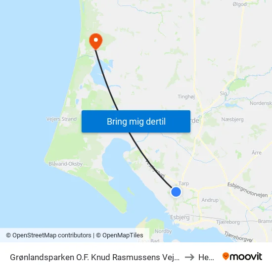 Grønlandsparken V Knud Rasmussens Vej (Esbjerg) to Henne map
