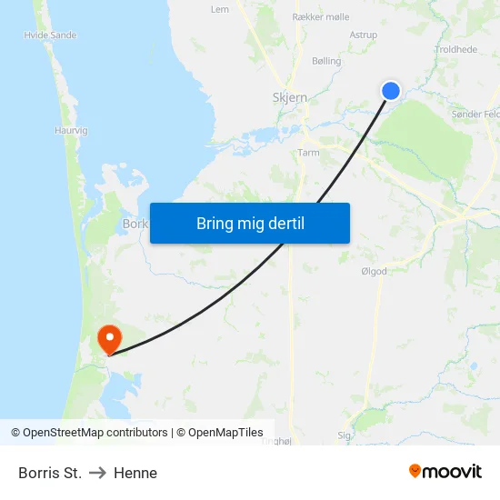 Borris St. to Henne map