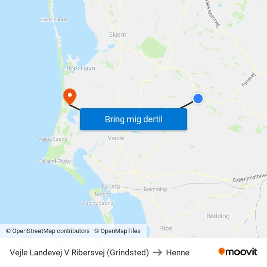 Vejle Landevej V Ribersvej (Grindsted) to Henne map