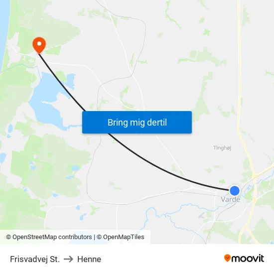 Frisvadvej St. to Henne map