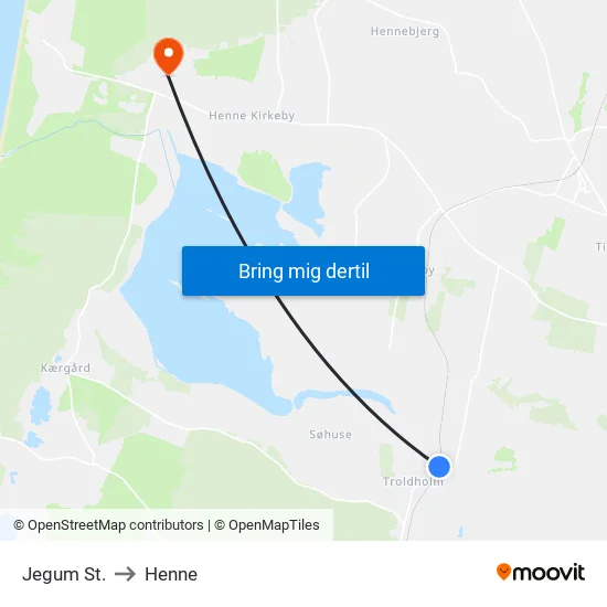 Jegum St. to Henne map