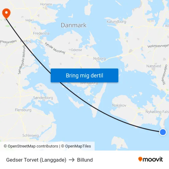 Gedser Torvet (Langgade) to Billund map