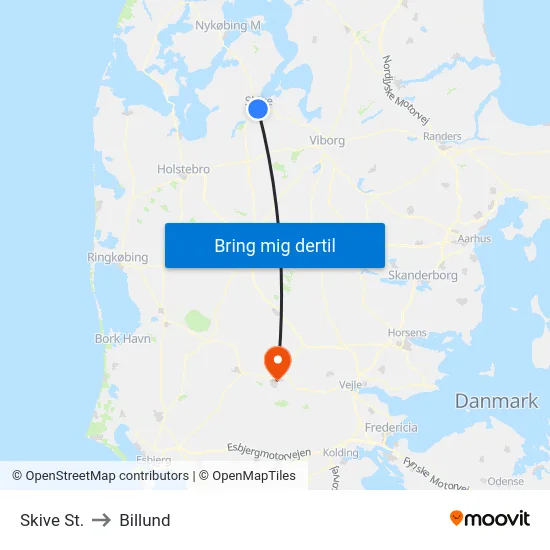 Skive St. to Billund map