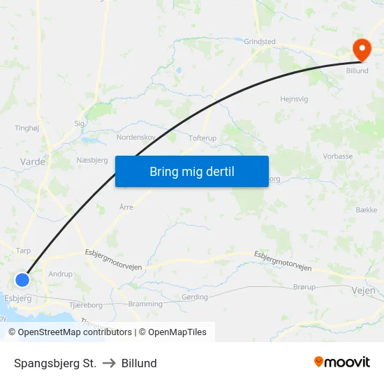 Spangsbjerg St. to Billund map