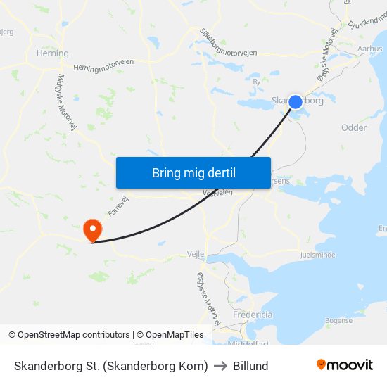 Skanderborg St. (Skanderborg Kom) to Billund map