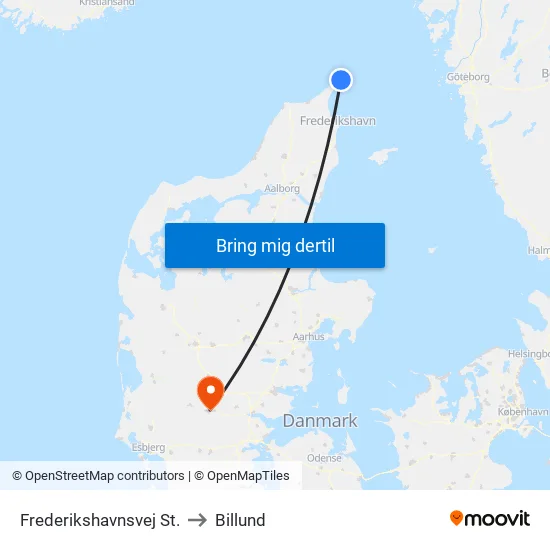 Frederikshavnsvej St. to Billund map
