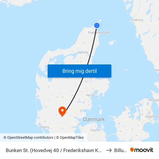 Bunken St. (Hovedvej 40 / Frederikshavn Komm.) to Billund map