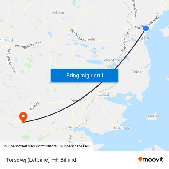 Torsøvej (Letbane) to Billund map