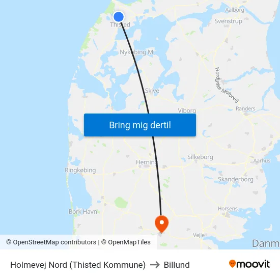 Holmevej Nord (Thisted Kommune) to Billund map