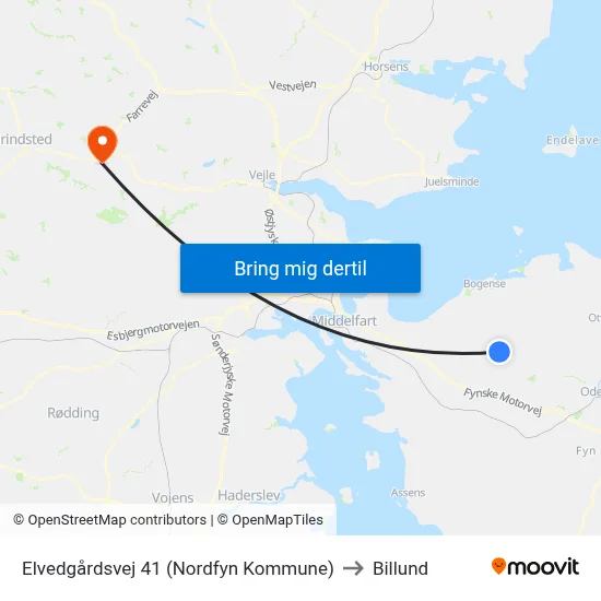 Elvedgårdsvej 41 (Nordfyn Kommune) to Billund map