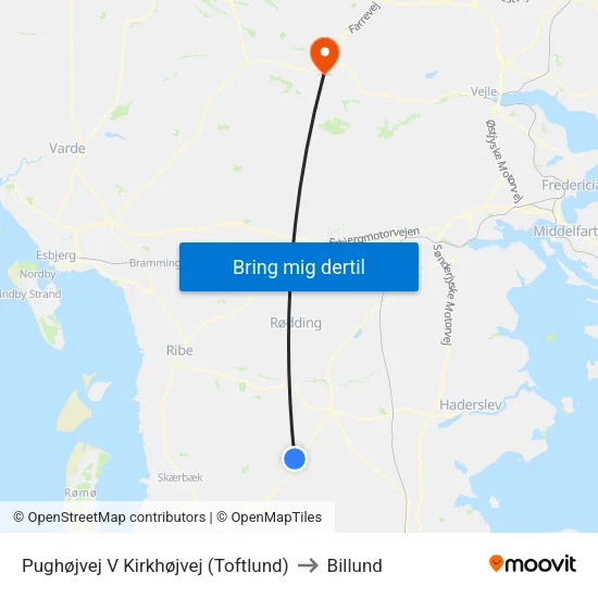 Pughøjvej V Kirkhøjvej (Toftlund) to Billund map