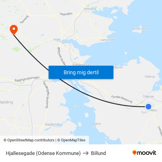 Hjallesegade (Odense Kommune) to Billund map