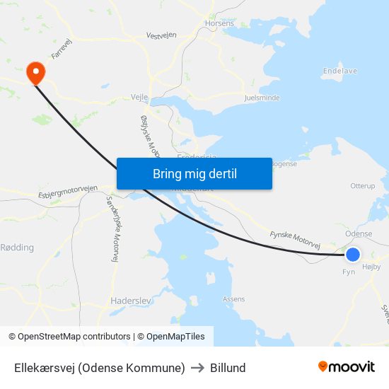 Ellekærsvej (Odense Kommune) to Billund map