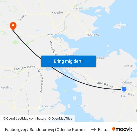 Faaborgvej / Sanderumvej (Odense Kommune) to Billund map