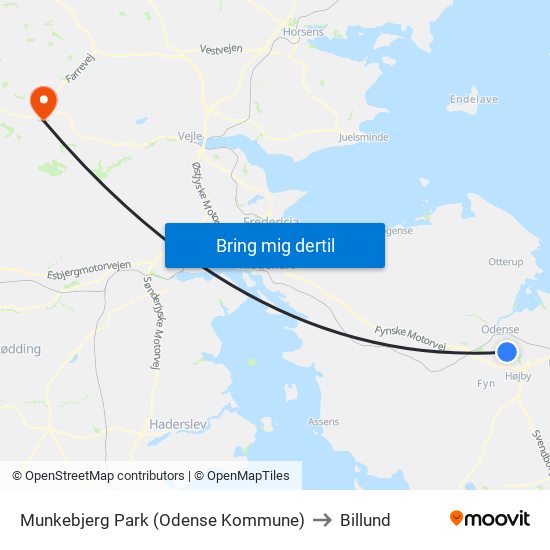 Munkebjerg Park (Odense Kommune) to Billund map