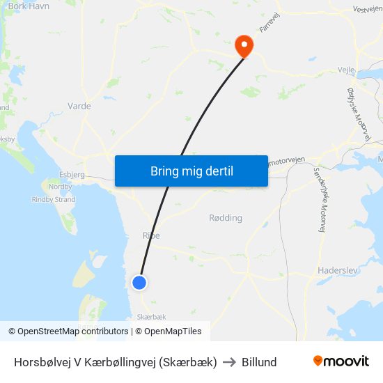 Horsbølvej V Kærbøllingvej (Skærbæk) to Billund map