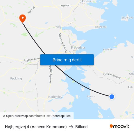 Højbjergvej 4 (Assens Kommune) to Billund map