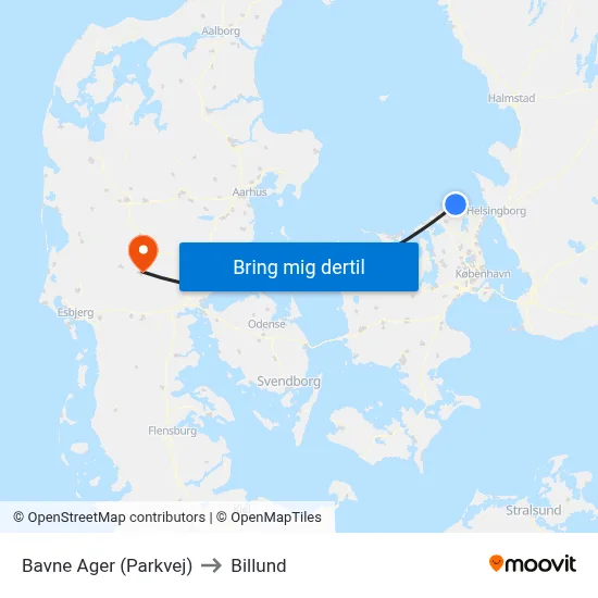 Bavne Ager (Parkvej) to Billund map