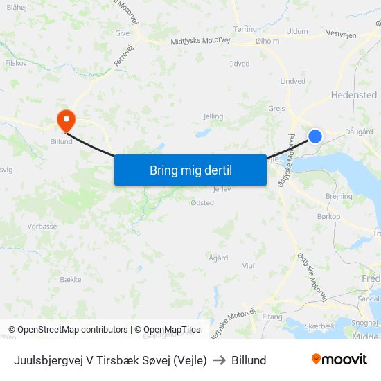 Juulsbjergvej V Tirsbæk Søvej (Vejle) to Billund map