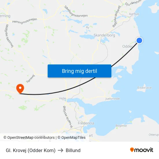 Gl. Krovej (Odder Kom) to Billund map