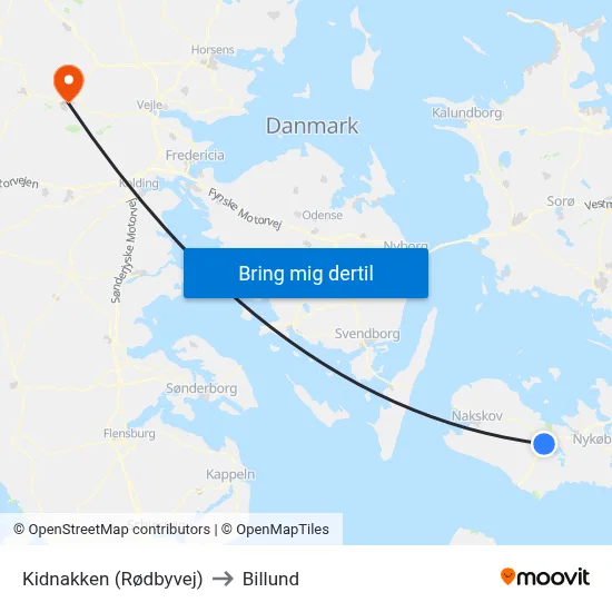 Kidnakken (Rødbyvej) to Billund map
