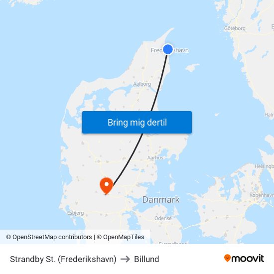 Strandby St. (Frederikshavn) to Billund map