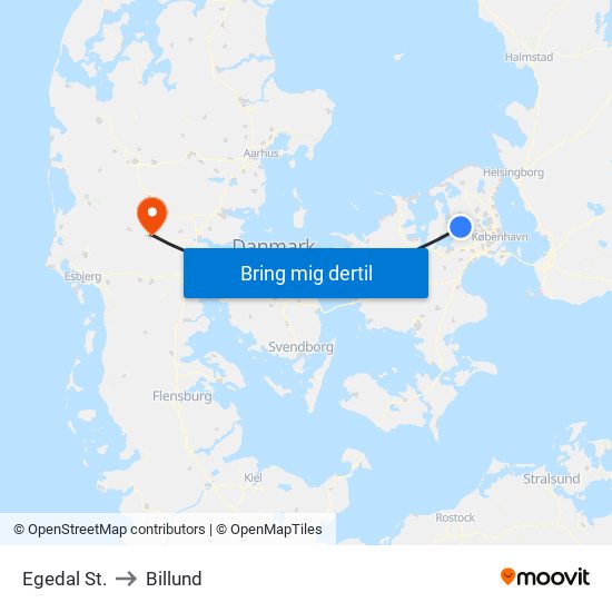 Egedal St. to Billund map