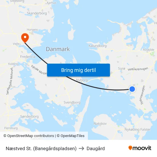 Næstved St. (Banegårdspladsen) to Daugård map
