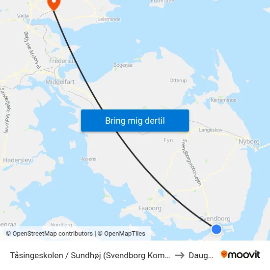 Tåsingeskolen / Sundhøj (Svendborg Kommune) to Daugård map