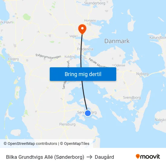 Bilka Grundtvigs Allé (Sønderborg) to Daugård map