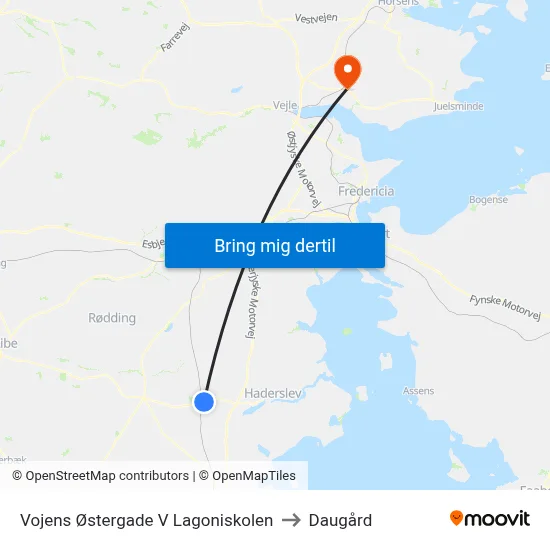 Vojens Østergade V Lagoniskolen to Daugård map