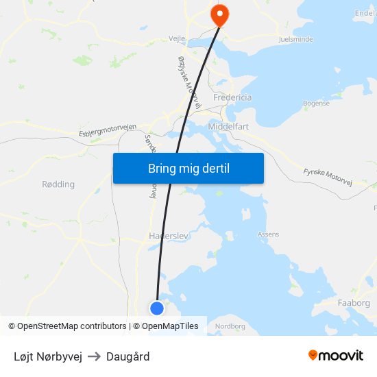 Løjt Nørbyvej to Daugård map