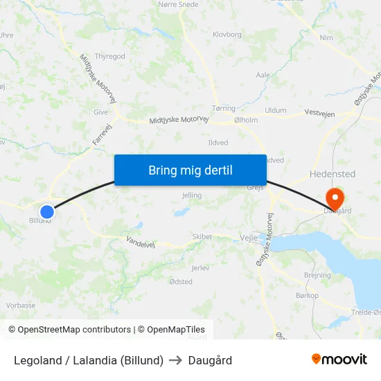 Legoland / Lalandia (Billund) to Daugård map