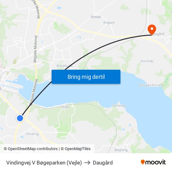 Vindingvej V Bøgeparken (Vejle) to Daugård map