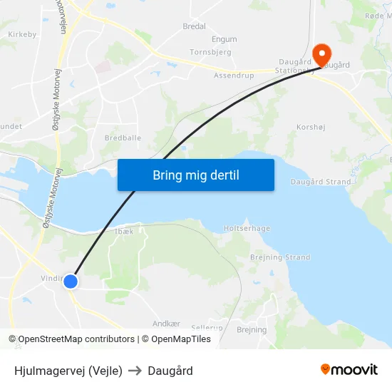 Hjulmagervej (Vejle) to Daugård map