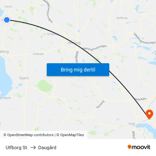 Ulfborg St. to Daugård map