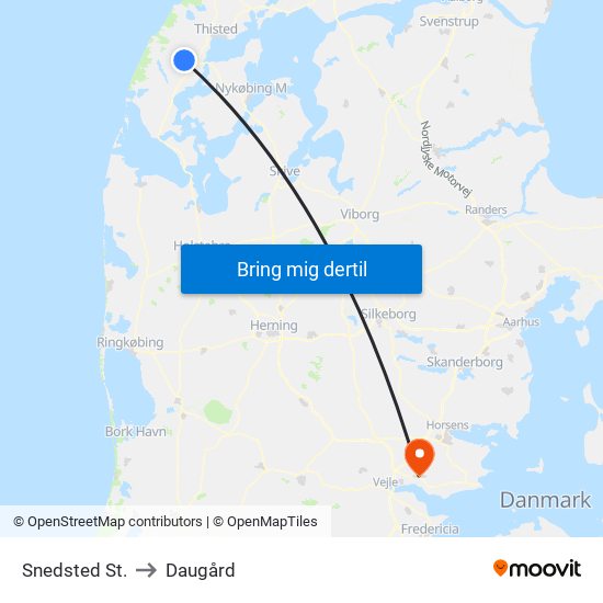 Snedsted St. to Daugård map