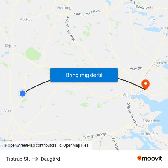 Tistrup St. to Daugård map