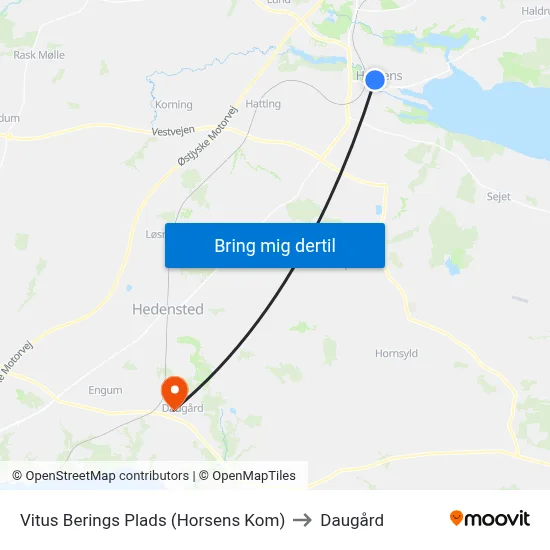 Vitus Berings Plads (Horsens Kom) to Daugård map