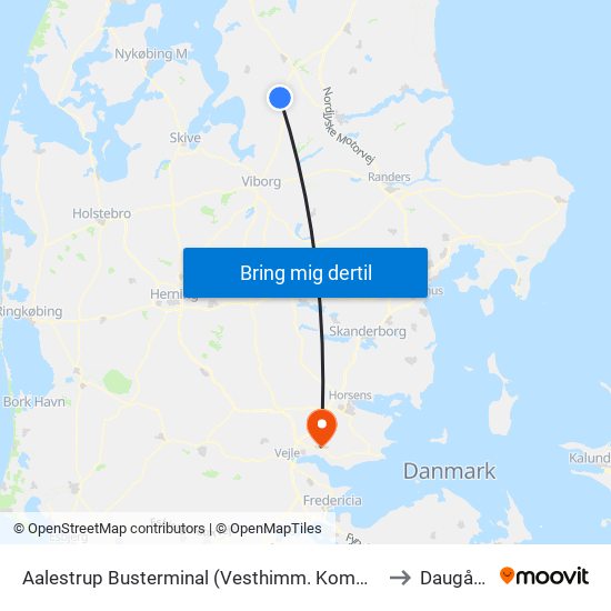 Aalestrup Busterminal (Vesthimm. Komm.) to Daugård map