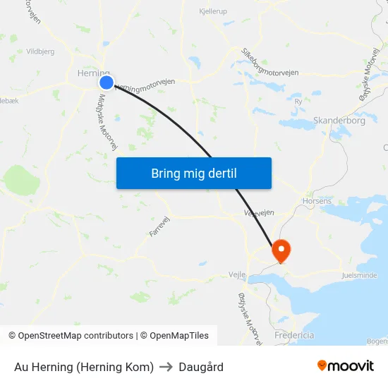 Au Herning (Herning Kom) to Daugård map