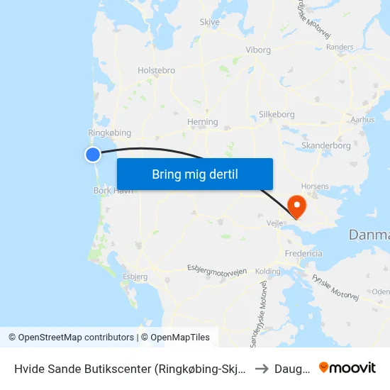 Hvide Sande Butikscenter (Ringkøbing-Skjern Kom) to Daugård map