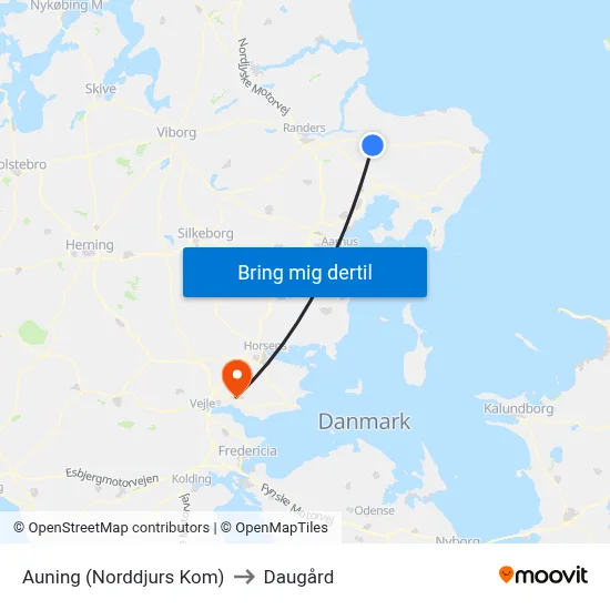 Auning (Norddjurs Kom) to Daugård map